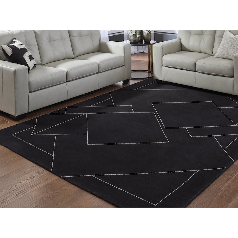 Signature Design by Ashley Marav Black/White Area Rug - 92" W x 120" D x 0.16" H