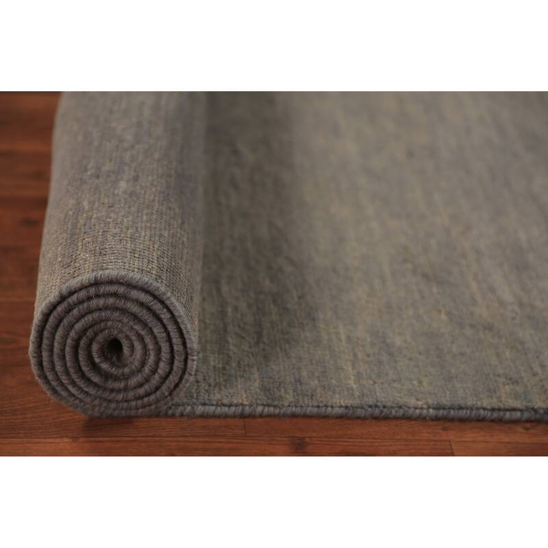 Modern Gabbeh Runner Rug Handmade Grey Wool Carpet - 2'8" x 9'6"