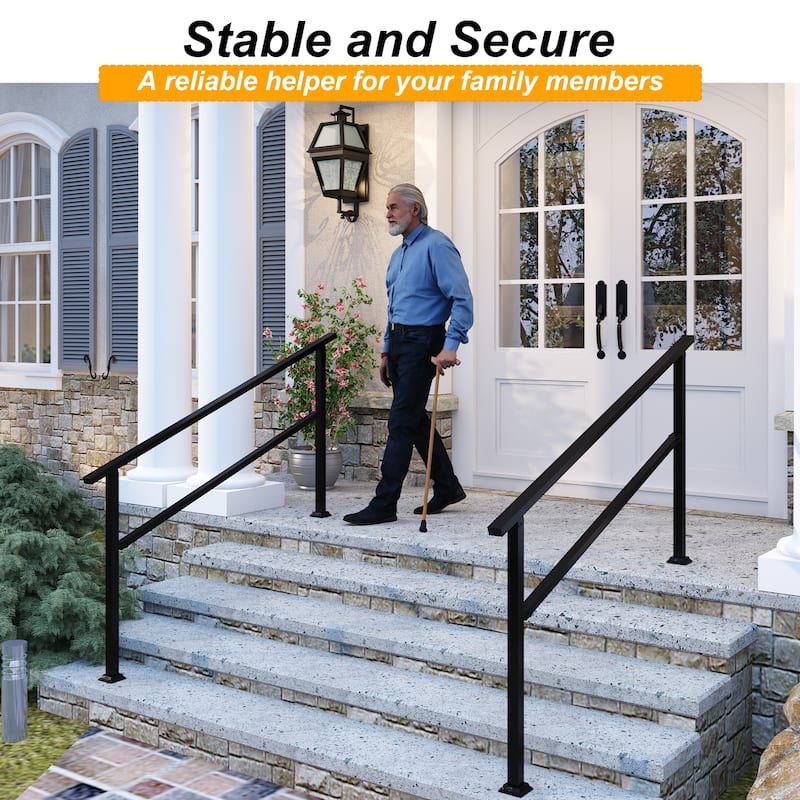 Wrought Iron Stair Handrail WeatherResistant Railing Home Garden Porch