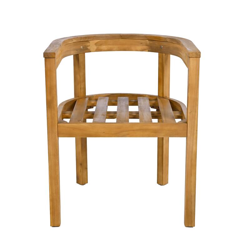 Roomfitters Abaco Outdoor Acacia Wood Dining Chairs with Beige Cushions, Teak Finish Set of 2