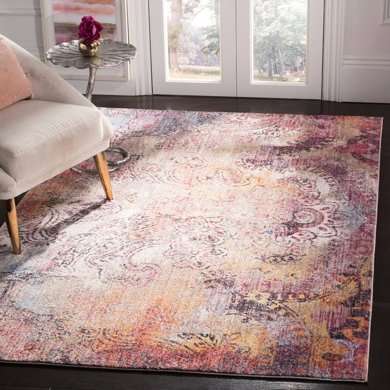 SAFAVIEH Monray Madalyn Modern Abstract Polyester Rug - 6' x 9' - Red/Multi