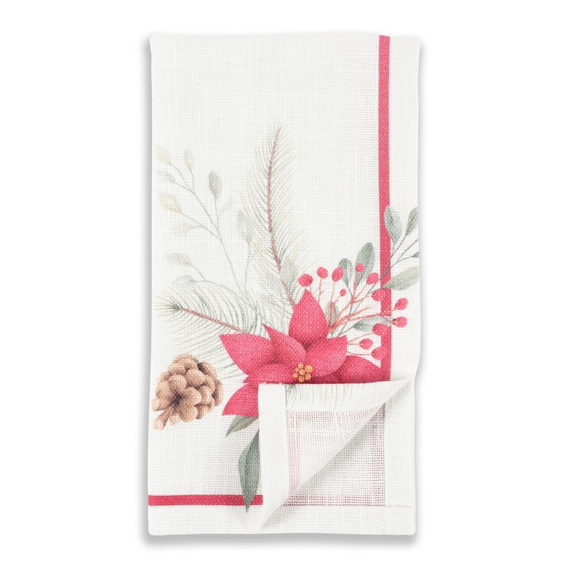 Domestically Printed Poinsetta Napkin - Set of 4 - 20" x 20" - 20" x 20" - Set of 4 - Multi-Color