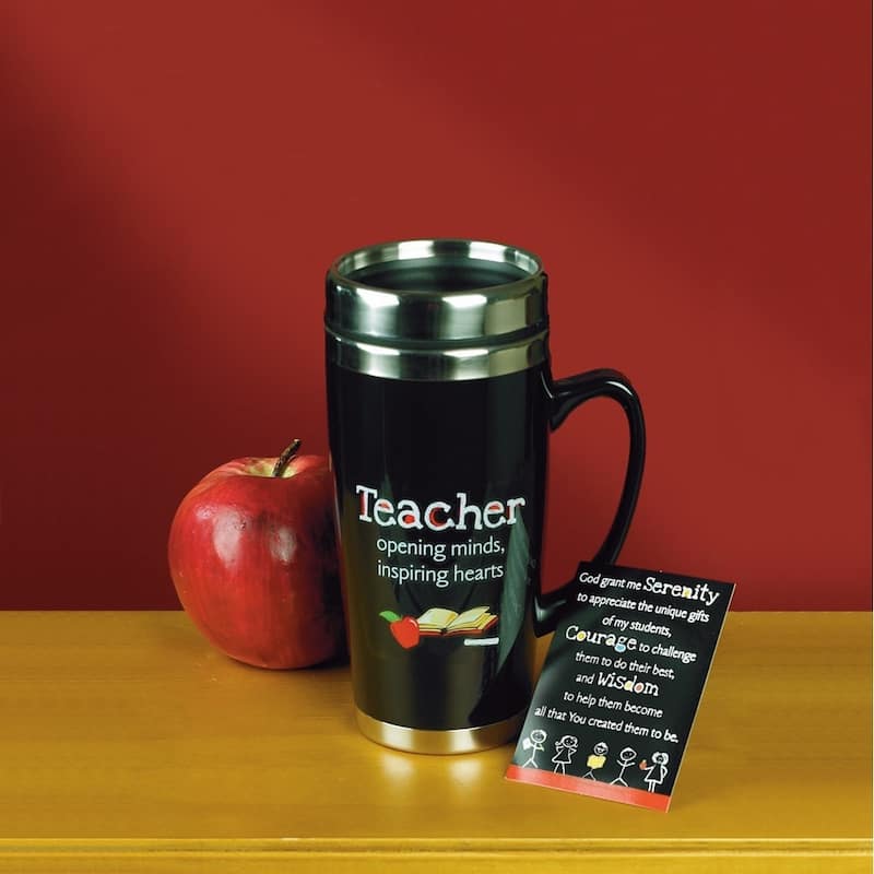 Curata Teacher Sentiment Insulated 16 Oz. Travel Mug and Lid with Serenity Message Card