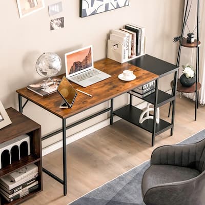 55'' Computer Desk Writing Workstation Study Table w/ Bookshelf