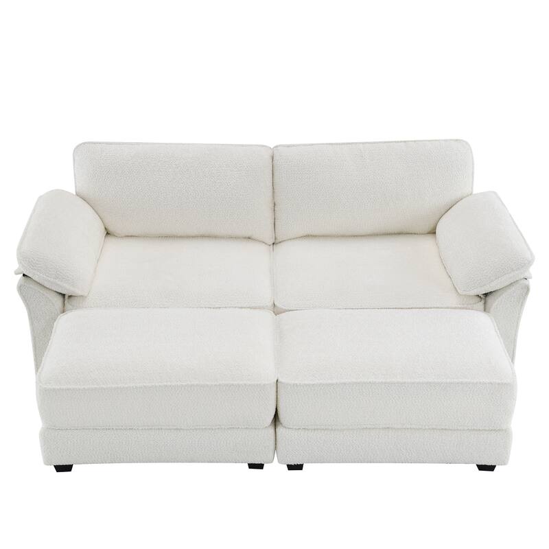 Modular Convertible Sectional Sofa Bed Set, 4 Seat Upholstered Sleeper Corner Couch, Deep-Seat Loveseat With Ottoman