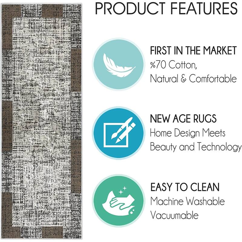 SussexHome Washable Ultra Thin Cotton Laundry Room Rug Runner - 20" x 59"