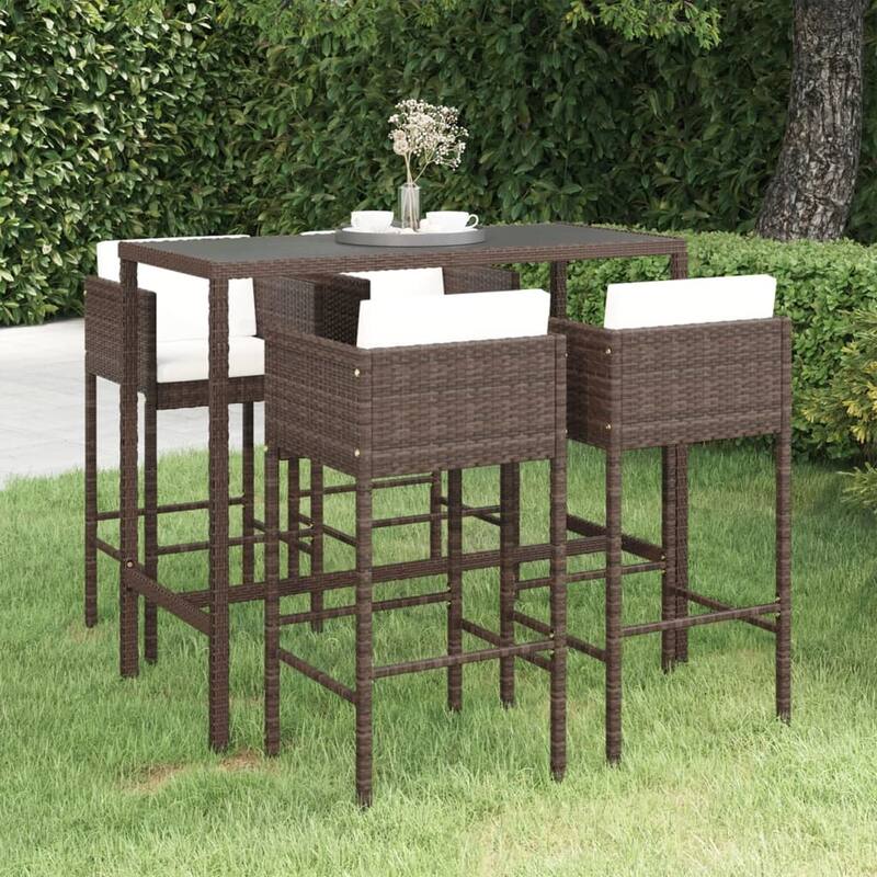 vidaXL Patio Bar Set Outdoor Bistro Set Bar Stool Bistro Table Poly Rattan