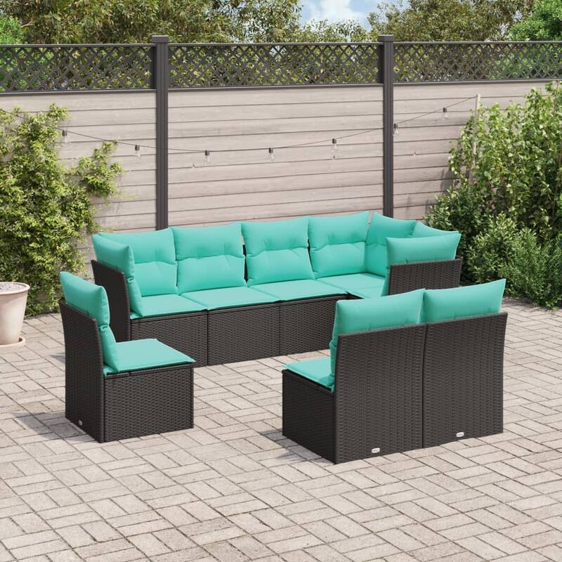 vidaXL Patio Sofa Set with Cushions Outdoor Furniture 9 Piece Poly Rattan - 92.1x27.2x48.8-Without table