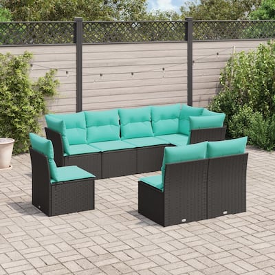 vidaXL Patio Sofa Set with Cushions Outdoor Furniture 9 Piece Poly Rattan
