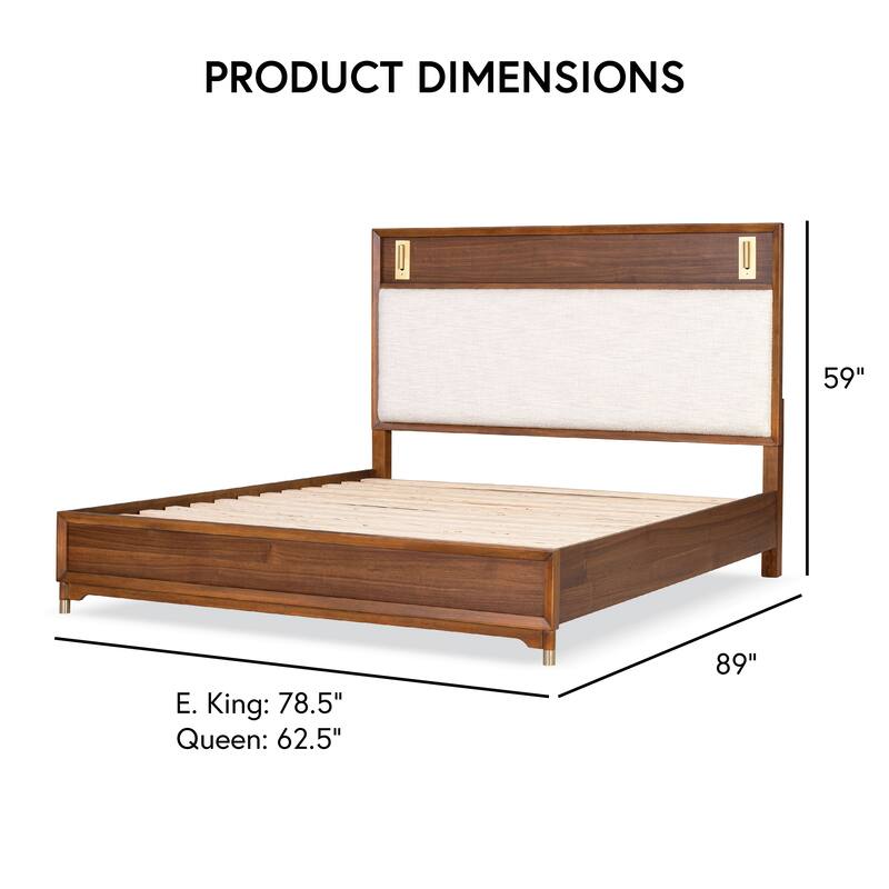 Furniture of America Forma Mid-Century Modern 5-Piece Walnut Solid Wood Platform Bedroom Set