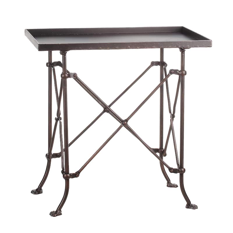 Rectangular Metal Side Table with Unique Claw Sole Feet - 20.0"L x 12.0"W x 20.0"H - Bronze