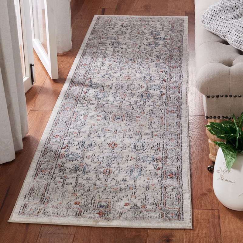 SAFAVIEH Oregon Hildur Traditional Oriental Rug - 2'2" x 12' Runner - Grey/Ivory