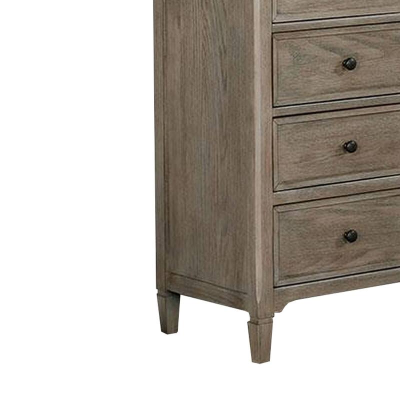 4 Drawer Transitional Wooden Chest with Grain Details, Gray