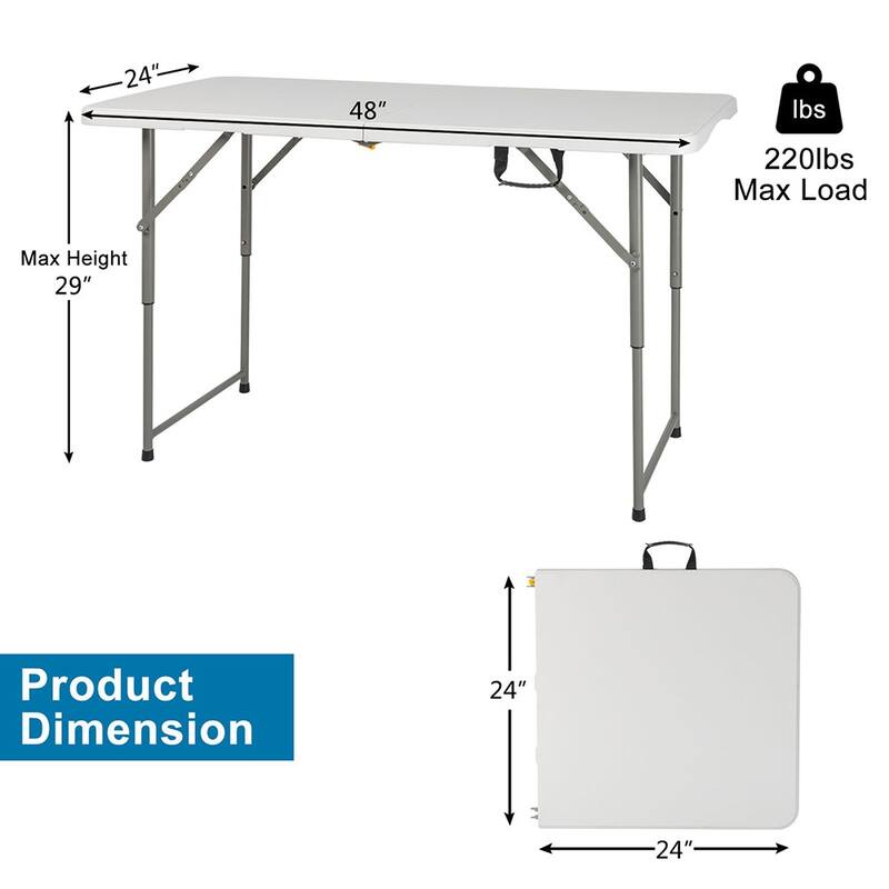 4Ft Foldable Lift Patio Plastic Table, White Bed Bath & Beyond 37010689
