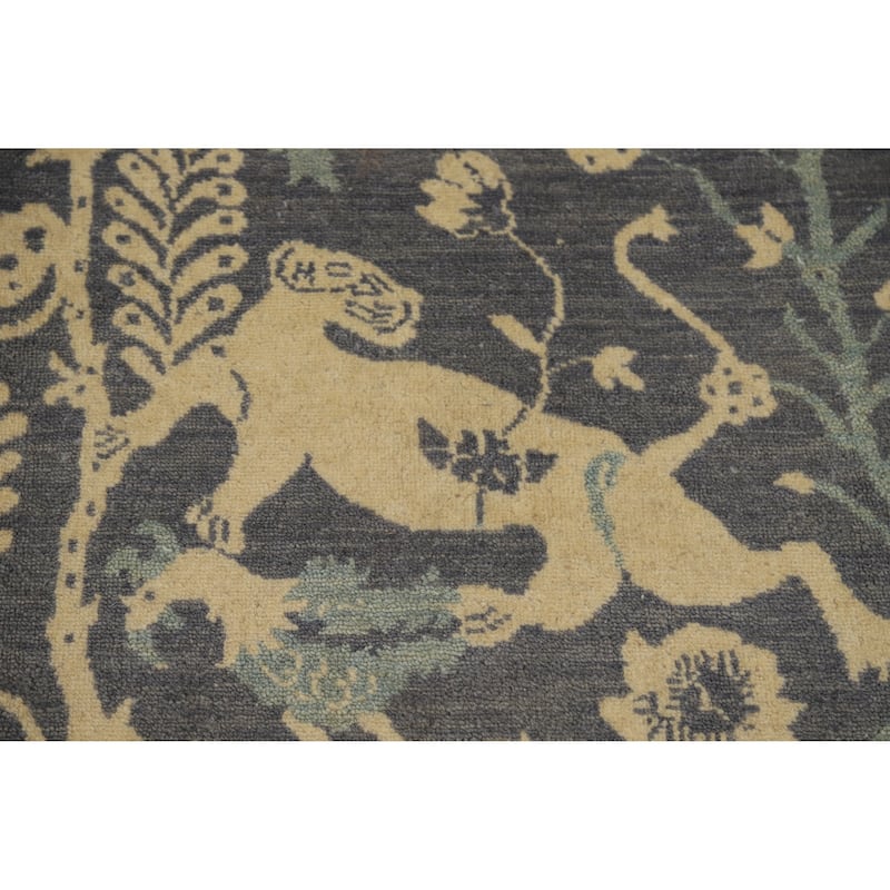 Hand Knotted Oriental 100% Wool Carpet Traditional All-Over Greys & Charcoal Ziegler Area Rug - 12' 2'' X 9' 0''