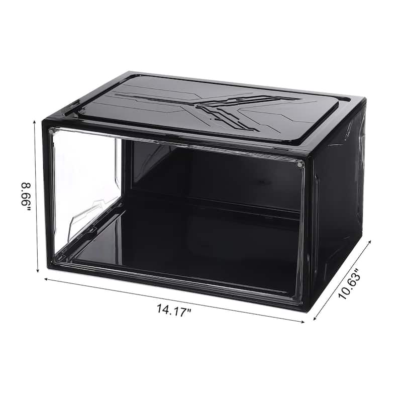 PMMA Shoe Display Case 14.17x10.63x8.66 Inch PP Magnetic Side Door - Black