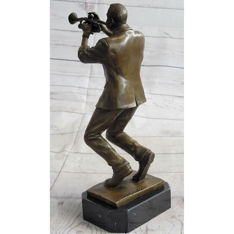 African American Jazz Trumpet Player Trumpeter Bronze Sculpture Statue Musician Decor