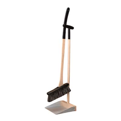 Kings County Tools Standing Broom and Dustpan Combo Set with 28-Inch Beechwood Handles