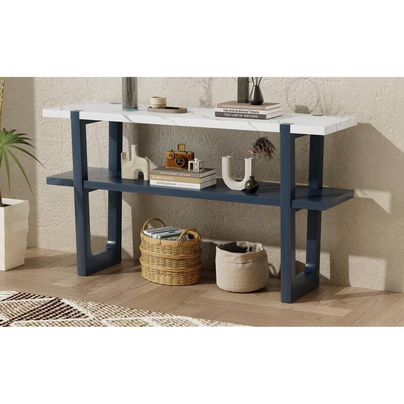 Retro Entryway Table with Open Shelf - Navy
