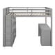 preview thumbnail 27 of 42, Twin/Full Size Loft Bed with Desk and Drawer, Wood Twin Loft Bed with Desk ,Shelves and Cabinet Underneath, High Loft Bedframe