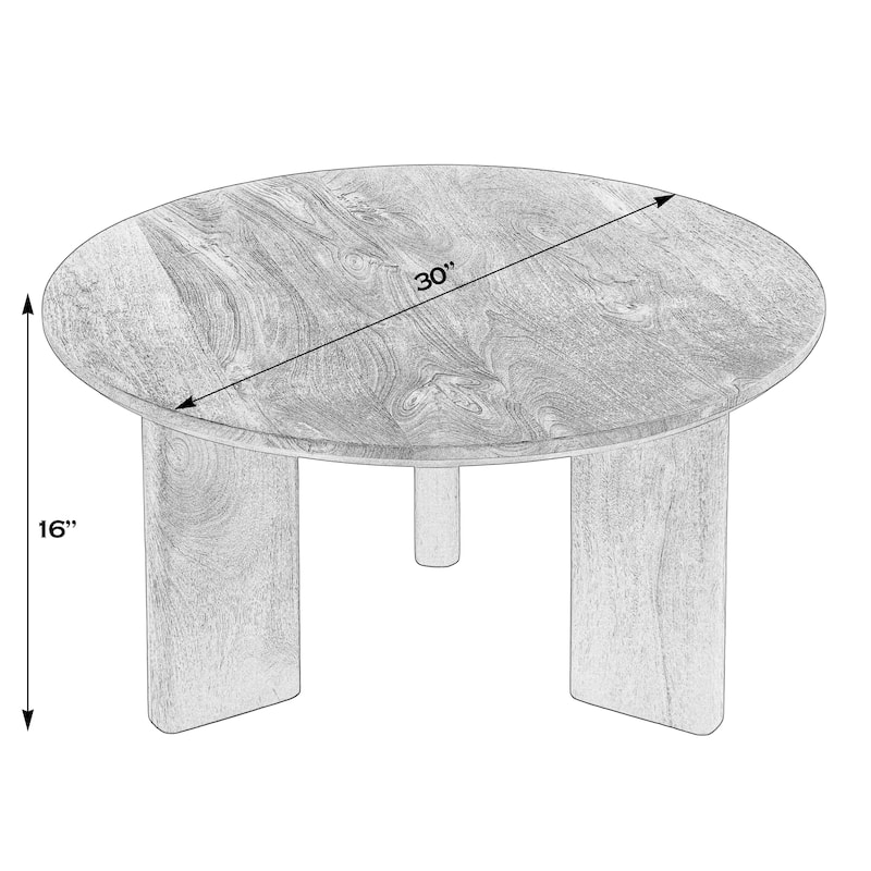 Jenni 30 in. W Round Wood Coffee Table