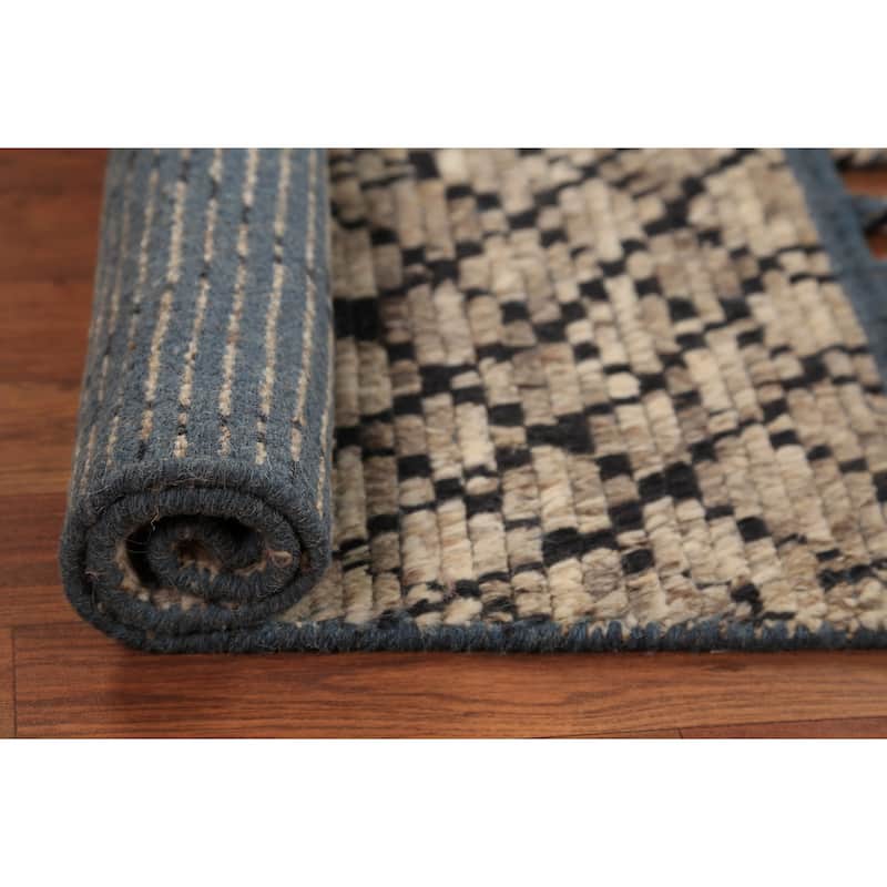 Striped Moroccan Oriental Foyer Rug Hand-Knotted Wool Carpet - 2'0"x 3'0"