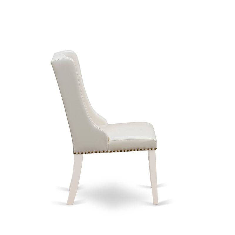 East West Furniture Dining Table Set- an Oval Kitchen Table and Light grey Faux Leather Chairs, Linen White(Pieces Options)