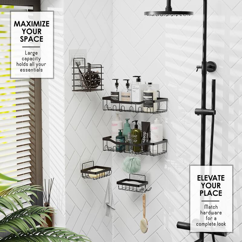 Emperyan Bathroom Accessories Set with Shower Caddy and Bath Rugs