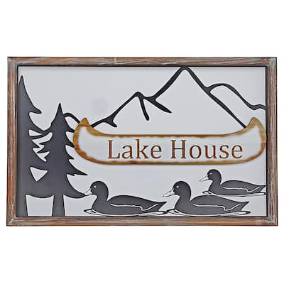 Wood And Metal Mountain Wall Sign