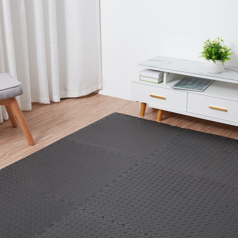 12 Tiles Gym Foam Puzzle Floor Tiles 24x24" Interlocking Floor Mats 48sq.ft