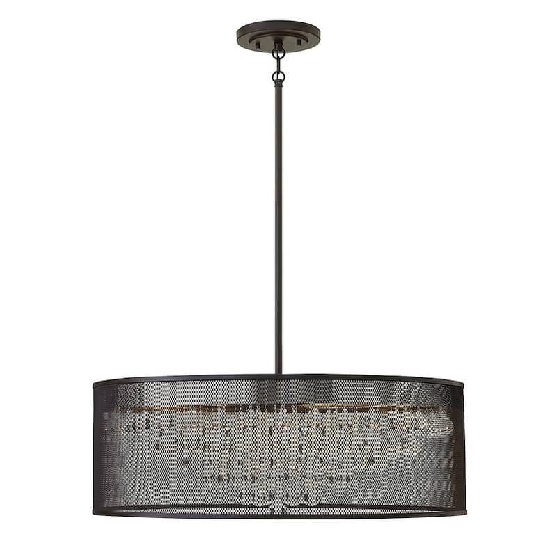 Fredrick Ramond 8 Light Large Foyer Single Pendant from the Fiona - Black