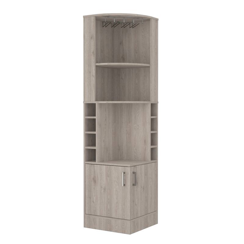 Bar Cabinet with Wine Bottle Storage & Concealed Shelves, 8-Bottle Display, Particle Board, 71" Tall