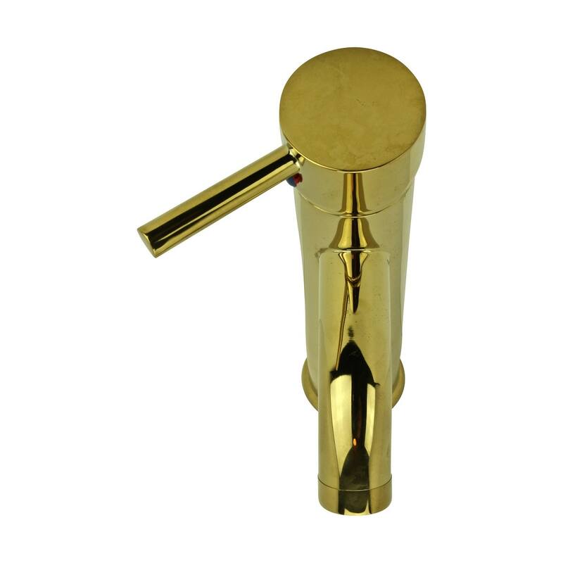 Gold PVD Brass Bathroom Faucet Round Single Hole 1 Handle Pack of 2