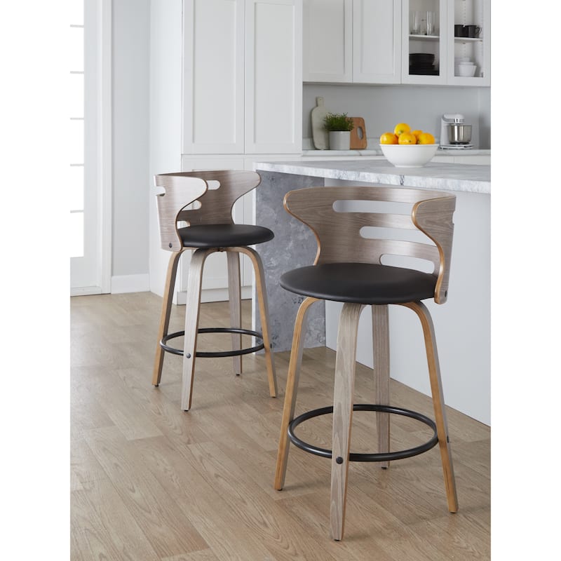 Carson Carrington Cranagh 26" Fixed-Height Counter Stool with Bent Wood Legs (Set of 2)