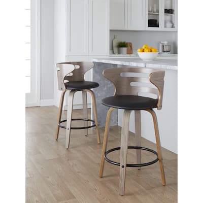 Carson Carrington Cranagh 26" Fixed-Height Counter Stool with Bent Wood Legs (Set of 2)