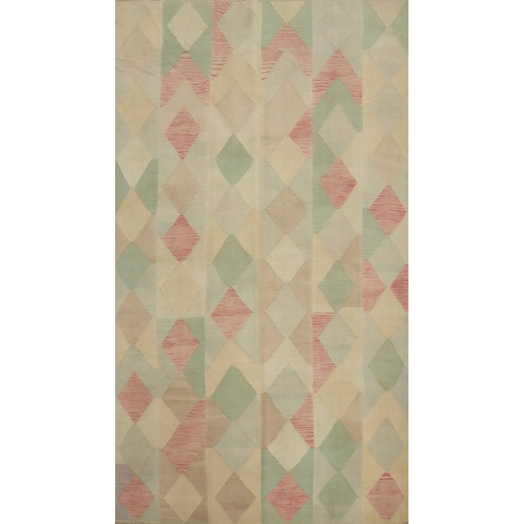 Hand Woven Oriental 100% Wool Carpet Southwestern Modern Multi-Colored Kilim Area Rug - 9' 10'' X 6' 5''