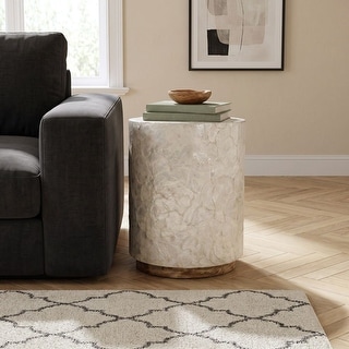 Natural Off-White Capiz Shells End Table by East at Main - On Sale
