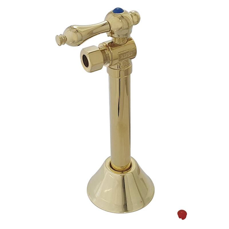 Vintage 1/2" Sweat x 3/8" OD Comp Angle Shut-Off Valve with 5" Extension - Polished Brass