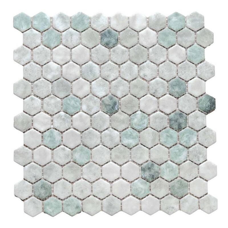 The Tile Life Eterna Hex 1x1 Glass Mosaic Floor & Backsplash Wall Tile