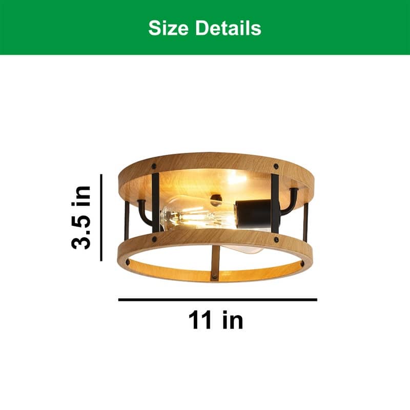 2 Light bedroom ceiling fixtures wood light bulbs metal ceiling light