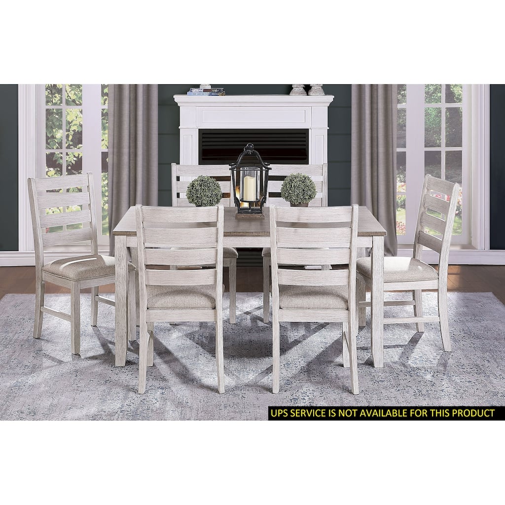 7 Pcs Counter Height Dining Table Set, Dining Room Furniture Set with Rectangular Wooden Table and 6 Upholstered Side Chairs