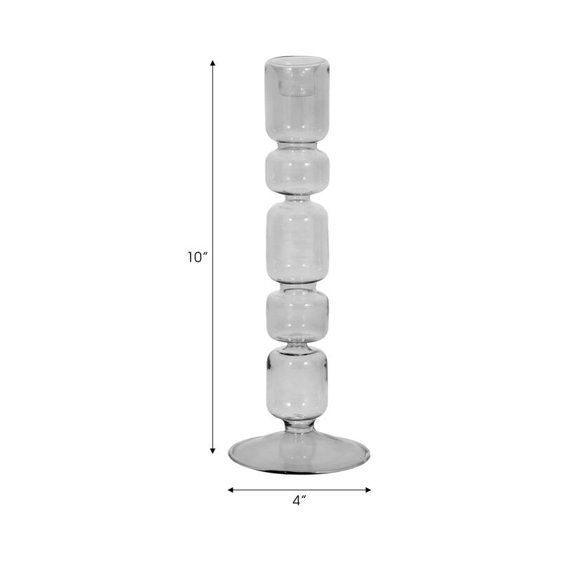 Modern Candle Holder with Stacked Sculptural Glass Base