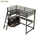 preview thumbnail 4 of 25, Twin Size Loft Kids Bed Frame with Desk, Shelves & Two Built-in Drawers, Black