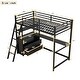 preview thumbnail 4 of 11, Twin Size Metal&Wood Loft Kids Bed with Desk,Ladder,Guardrails and Shelves,Two Built-in Storage Drawers