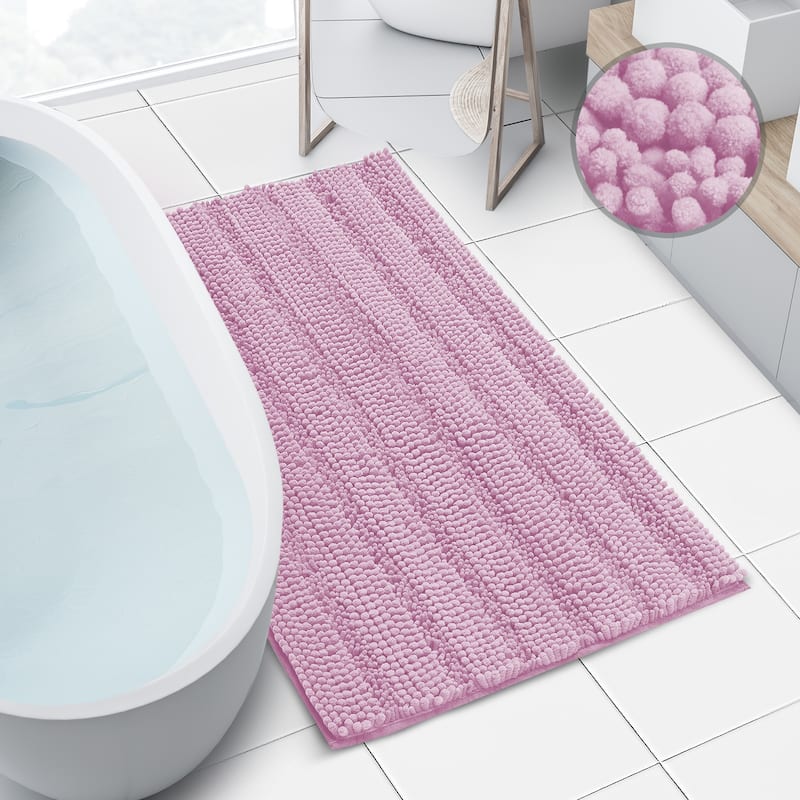 Clara Clark Chenille Extra Soft and Absorbent Bath Mat - Non Slip Fast Drying Bath Rug Set