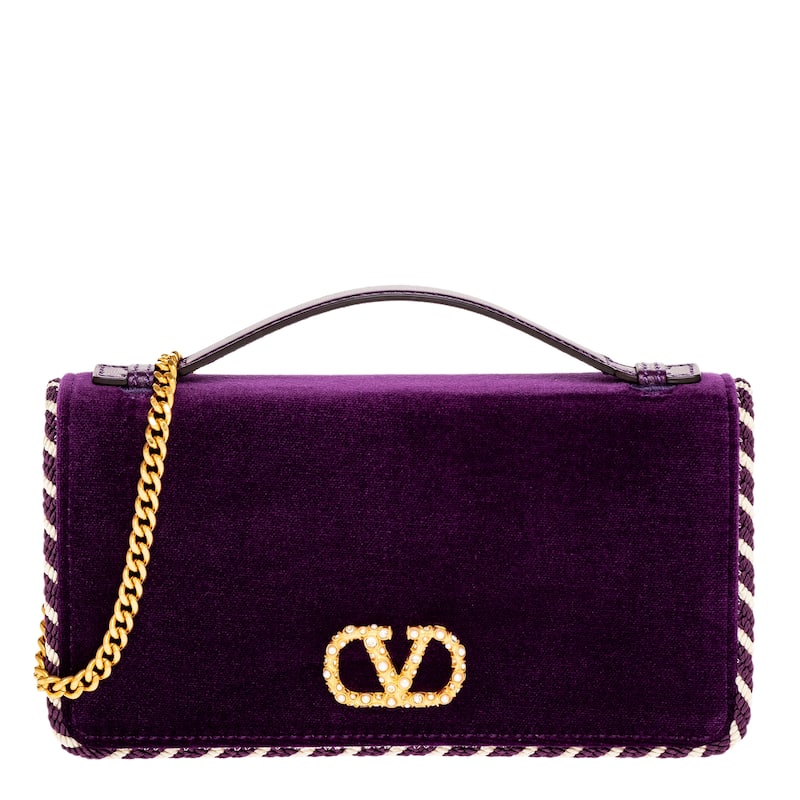 Valentino VLogo Mini Velvet Crossbody Bag - Purple