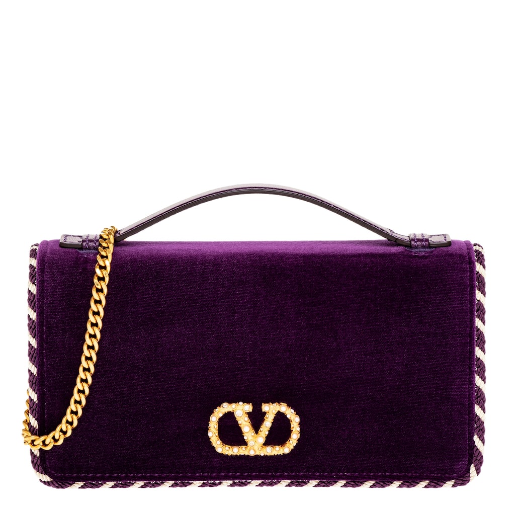 Valentino VLogo Mini Velvet Crossbody Bag