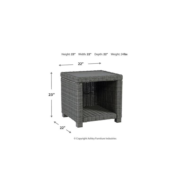 Signature Design by Ashley Elite Park Gray 3-Piece Outdoor Occasional Table Package - 49.75" W x 26.63" D x 17.75" H