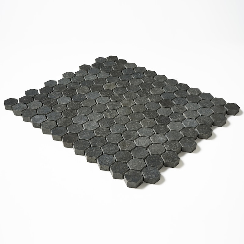 Vulcan Black 1 Inch Hexagon Honed Mosaic Tile