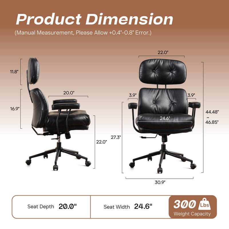 HOOOWOOO Ergonomic High Back Office Chair Adjustable Swivel Task Chair